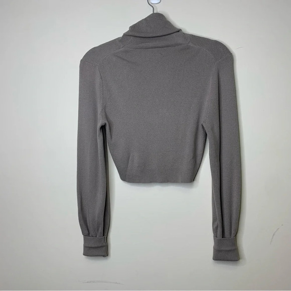 Aritzia  Wilfred Grey Tan Rebecca Cowl Neck Sweater Balloon Sleeve Size XS - Picture 8 of 9